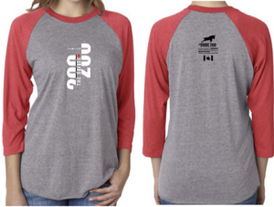2023 Divide 200 3/4 Sleeve T-Shirt w/ D200 Vert (Heather Grey w/ Red Sleeves) - Unisex