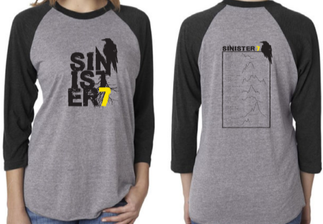2023 Sinister 7 3/4 Sleeve T-Shirt w/ Raven (Heather Grey w/ Black Sleeves) - Unisex