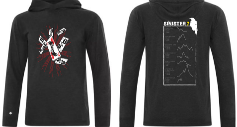 2023 Sinister 7 Long Sleeve Hooded T-Shirt w/ Cards (Charcoal Triblend) - Unisex