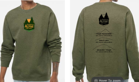 2023 Castle Alpine Trail Crewneck Sweater w/ CAT Classic (Army Heather) - Unisex