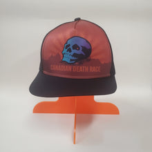 Load image into Gallery viewer, 2024 Canadian Death Race Trucker Hat w/ Aurora Skull (Red &amp; Black) - Unisex  (Giveaway Swag)
