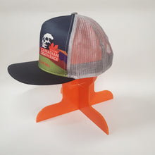 Load image into Gallery viewer, 2024 Canadian Death Race Trucker Hat w/ Mountainscape Classic (Navy Mountains &amp; Grey) - Unisex
