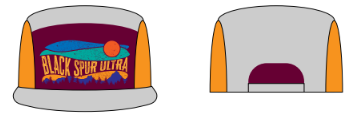 2023 Black Spur Ultra Custom 5-panel Running Hat w/ Sunset (Maroon/Orange/Grey) - Unisex