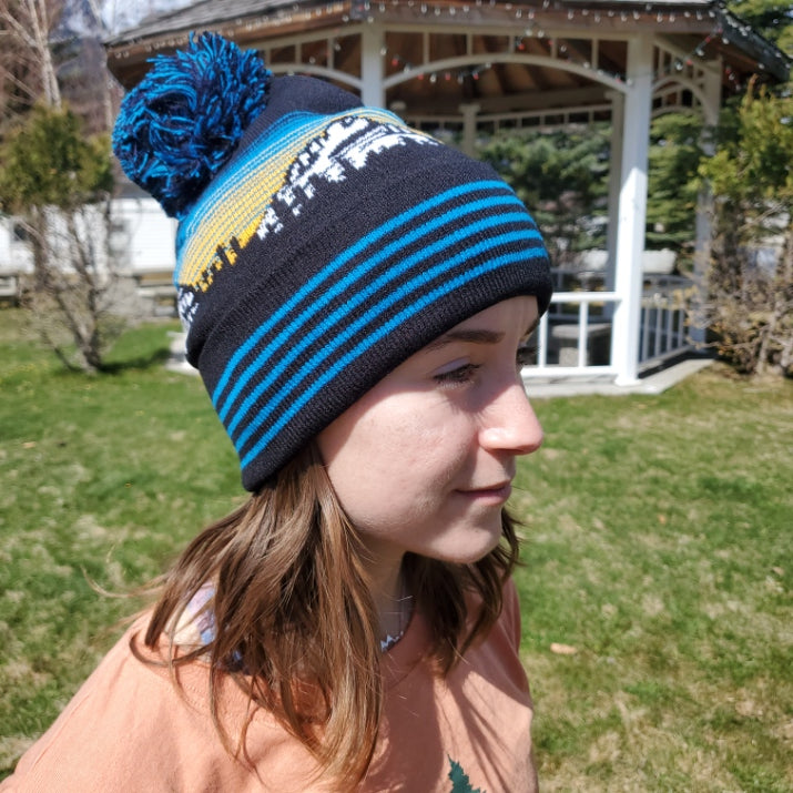 Sinister Sports Crowsnest Mountain Toque (Black, Blue, & Yellow) - Unisex