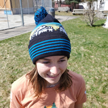 Load image into Gallery viewer, Sinister Sports Crowsnest Mountain Toque (Black, Blue, &amp; Yellow) - Unisex
