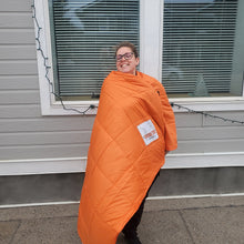 Load image into Gallery viewer, Divide 200 Quilted Puffy Blanket (Orange &amp; Grey) - Unisex
