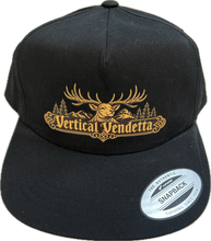 Load image into Gallery viewer, Vertical Vendetta - Five-Panel Curved Bill Snapback Cap - Black - Deer
