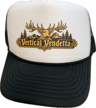 Load image into Gallery viewer, Vertical Vendetta Mesh-Back Trucker Cap - White/Black
