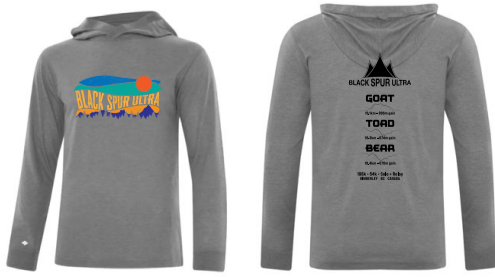 2023 Black Spur Ultra Long Sleeve Hooded T-Shirt w/ Sunset (Grey Triblend) - Unisex