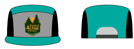 2023 Castle Alpine Trail Custom 5-panel Running Hat w/ CAT Classic (Black/Teal/Grey) - Unisex