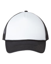 Load image into Gallery viewer, Vertical Vendetta Mesh-Back Trucker Cap - White/Black

