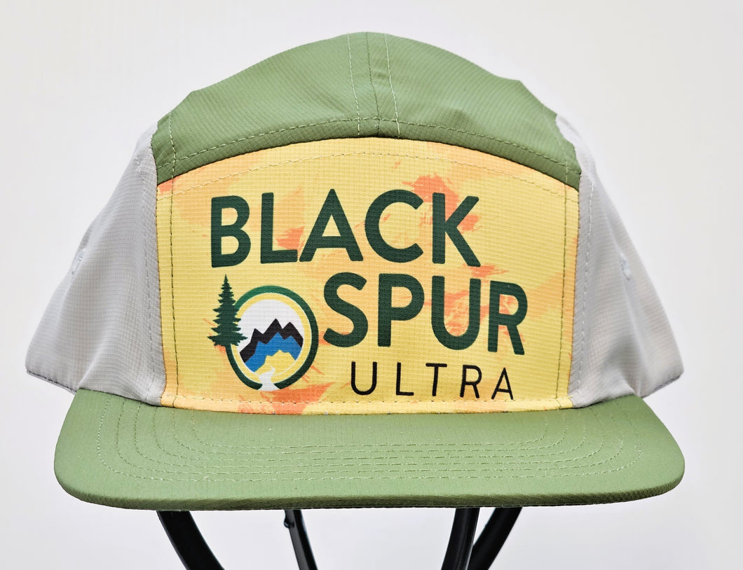 2024 Black Spur Ultra 5 Panel Running Hat Grey/Green