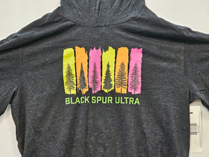 2024 Black Spur Ultra Long Sleeved Hooded T-Shirt w/Tree Stripes (Charcoal Black) - Unisex