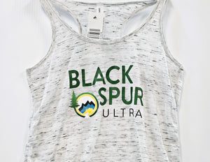 2024 Black Spur Ultra Racer Back Tank w/New Logo (White Marble) - Women's