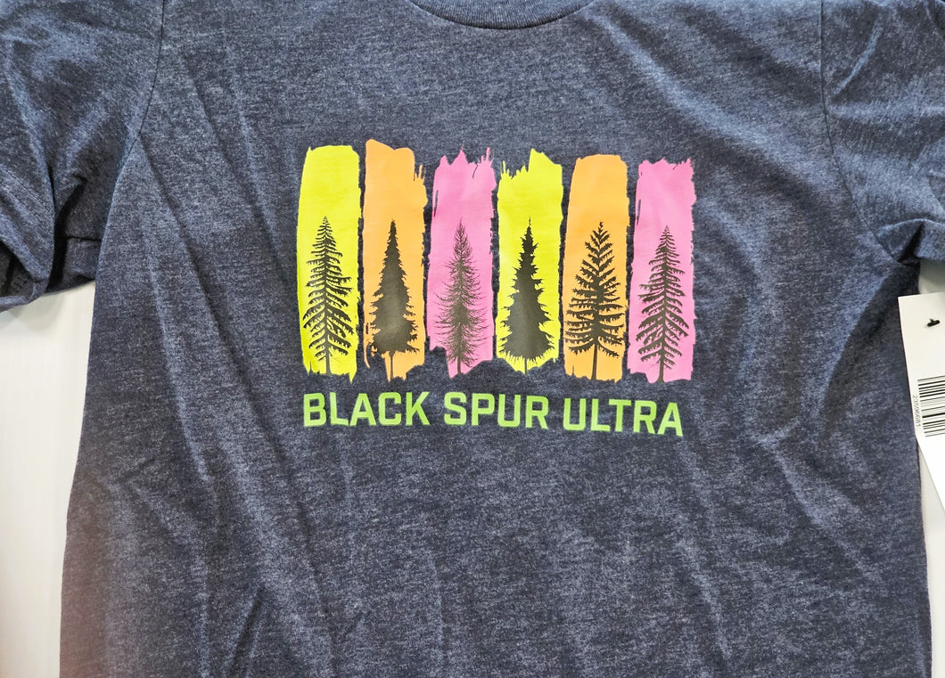 2024 Black Spur Ultra T-Shirt w/Tree Stripes (Heather Midnight Navy) - Unisex